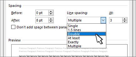 set word for mac for single line spacing